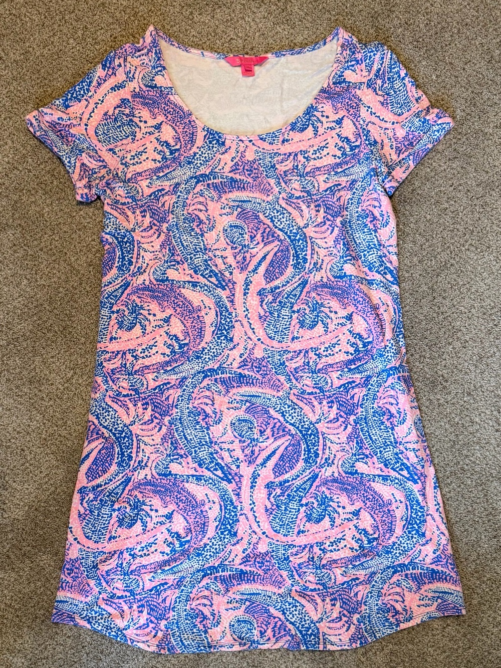Lilly Pulitzer Pink and Blue Printed Short Sleeve Shift Dress